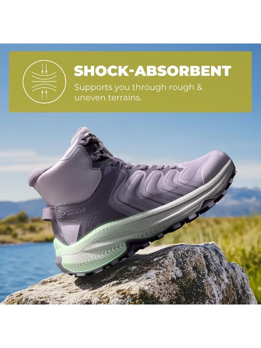 Men Light Purple Waterproof Shoes Casual High Top Round Toe Non Slip Hiking Boot
